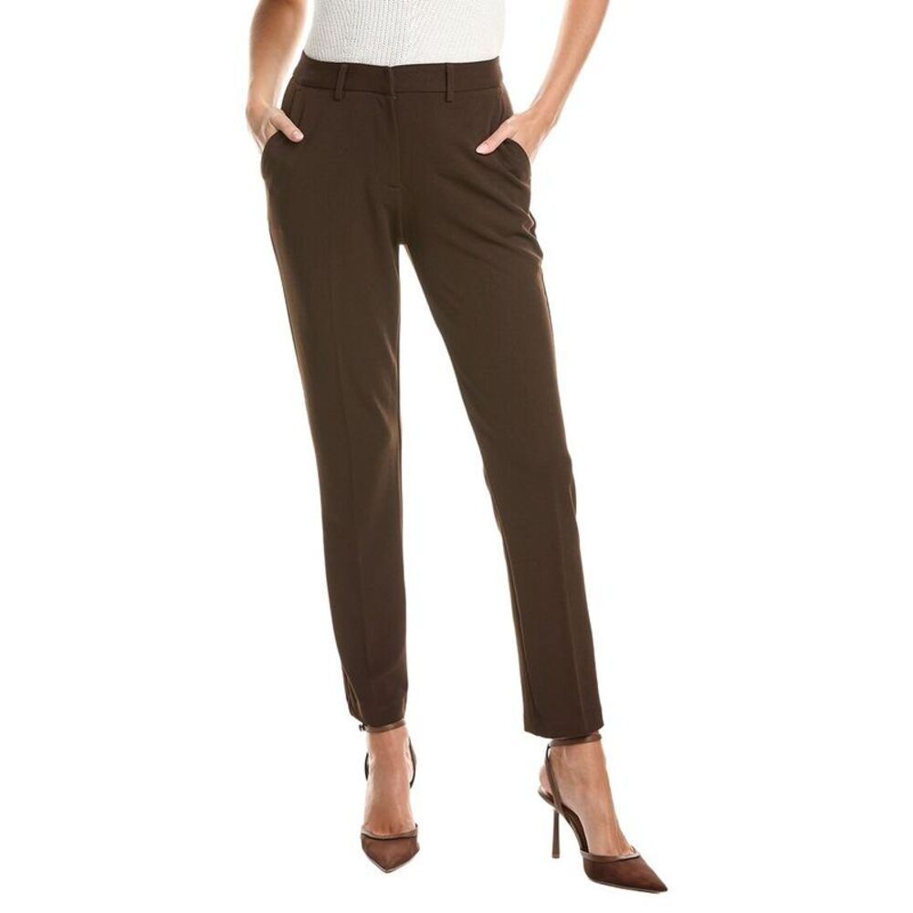 T Tahari Womens Slim Leg Ankle Pant, Brown